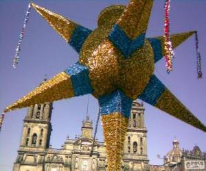 yapboz Geleneksel piñata Meksika Noel, dokuz köşeli yıldız, Bethlehem yıldızı